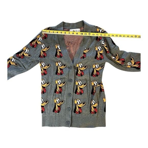 VTG Disney Pluto Cardigan Sweater Knitwear Character Graphic Gray Womens XS - Picture 5 of 9